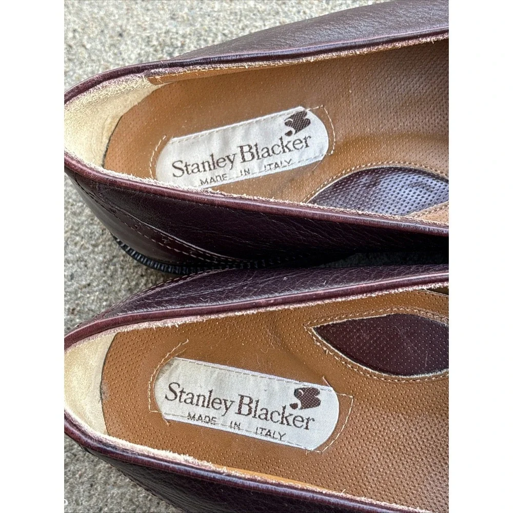 Stanley Blacker Burgundy Leather Slip On Tassel Shoes 9M Wing Tip Old‎ Money